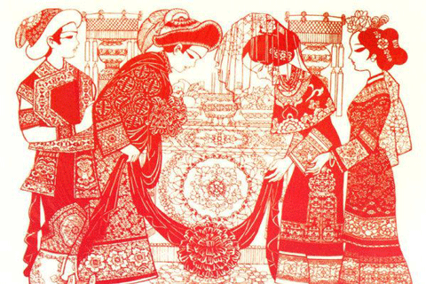 剪纸中的中式婚礼