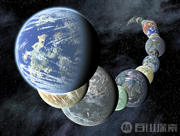 开普勒项目发现的一些地外行星的艺术想象图