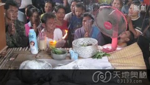 泰国村民祭拜外星人尸体