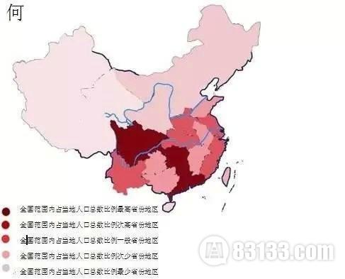 中中国姓氏分布