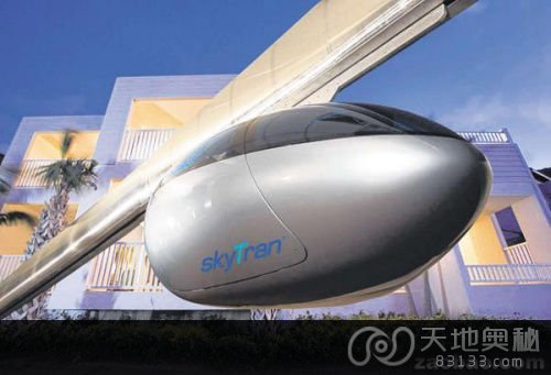 美国加州skyTran公司开发的磁悬浮“空中汽车”构想图。