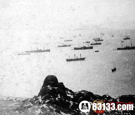 　　荣城县龙睡湾附近停靠的大批日本船只